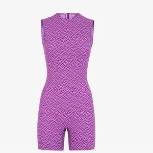 100% Authentic LIMITED EDITION FENDI X SKIMS PURPLE MID THIGH BODYSUIT SIZE XXS